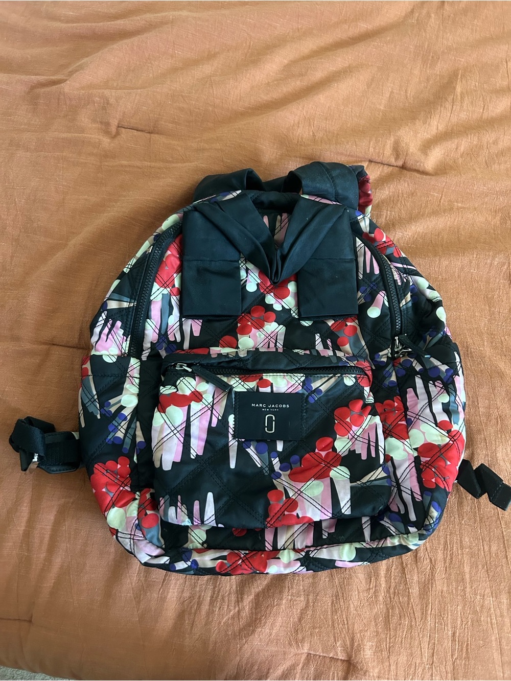 Marc Jacobs Quilted Floral Backpack - Black, Red & Pink